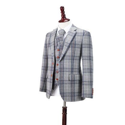 Light Grey Plaid Overcheck Tweed Jacket