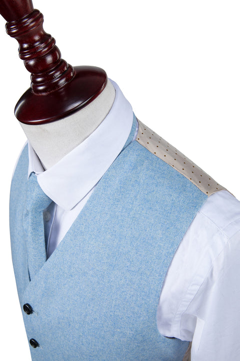 Light Blue Twill Tweed Waistcoat