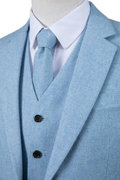 Light Blue Twill Tweed Suit