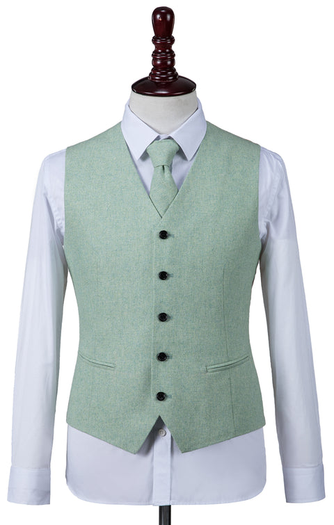 Light Green Twill Tweed Waistcoat