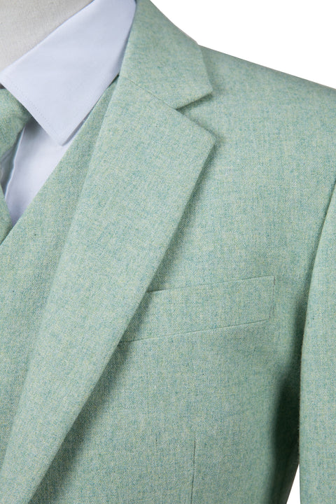 Light Green Twill Tweed 3 Piece Suit