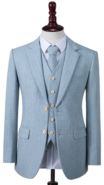 Light Blue Herringbone Stripe Tweed Jacket – Empire Outlet