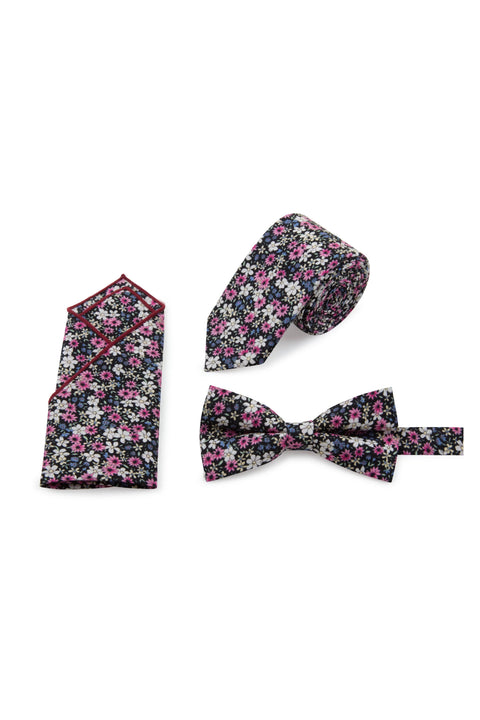 Daisy Floral Tie, Bow Tie & Pocket Square Set 