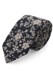 Navy Floral Linen Tie by Empire Outlet Luxury Menswear