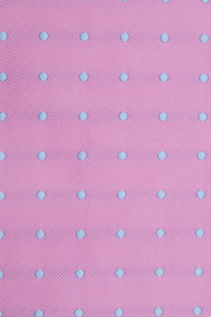 Close up of Pink Blue Spot tie by Empire Outlet