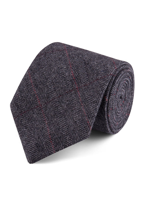 Traditional Grey Estate Herringbone Tweed Tie 