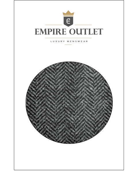 Classic Grey Herringbone Tweed Fabric Sample