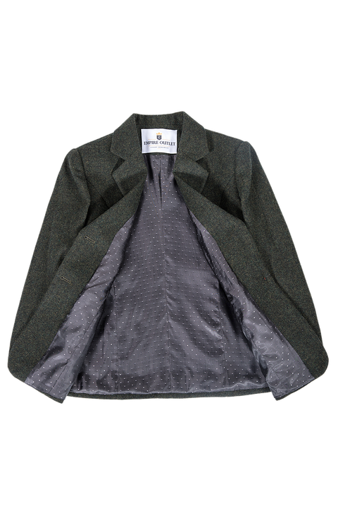 Green Herringbone Tweed Jacket Womens