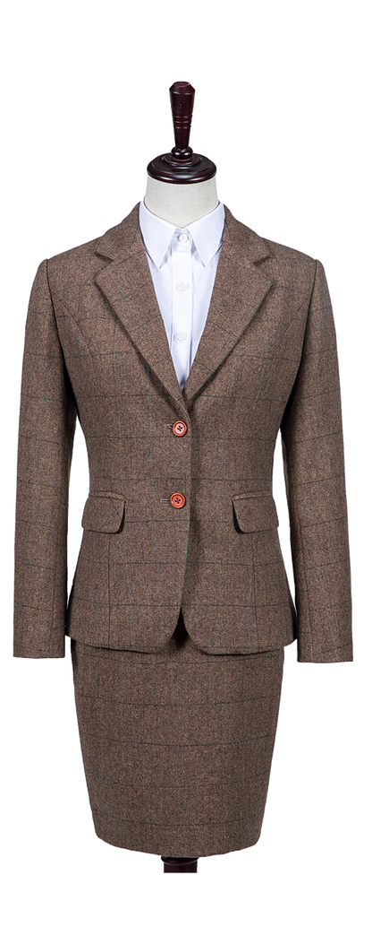 Traditional Brown Estate Herringbone Tweed Suit Womens