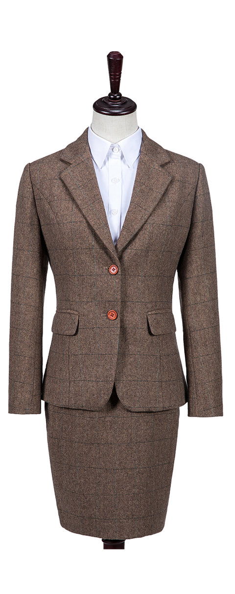 Traditional Brown Estate Herringbone Tweed Jacket Womens