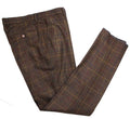 Brown Overcheck Twill Tweed Trousers