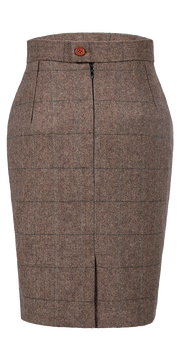 Traditional Brown Estate Herringbone Tweed Skirt Womens
