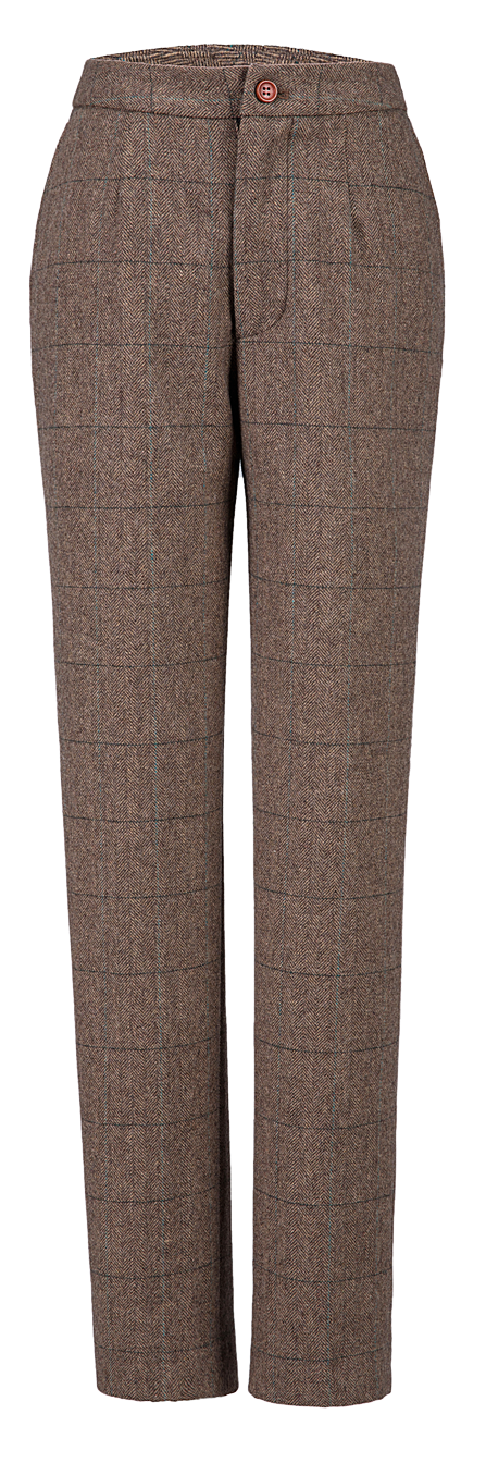 Traditional Brown Estate Herringbone Tweed Trousers Womens