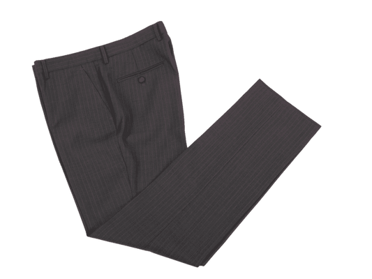 Charcoal Italian Pinstripe Worsted Wool Trousers